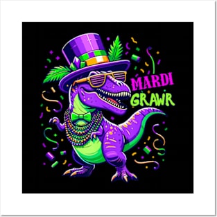 Mardi Grawr TRex Dino Costume Boys Kids Mardi Gras Posters and Art